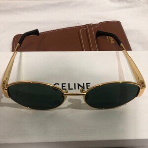 Celine Triomphe Gold Metal Oval Sunglasses